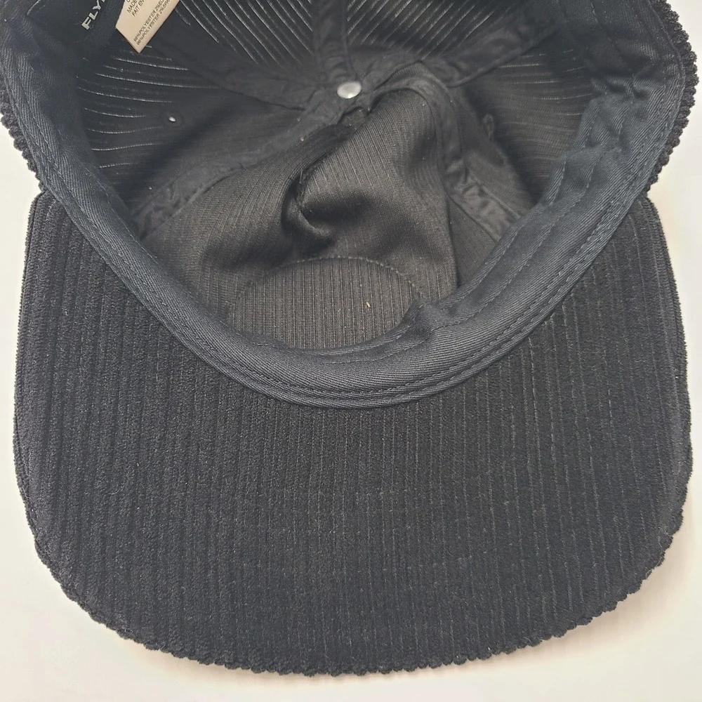 Flylow Gear Hat Strapback Black White Corduroy Patch Logo Ski Outdoors Snow Men